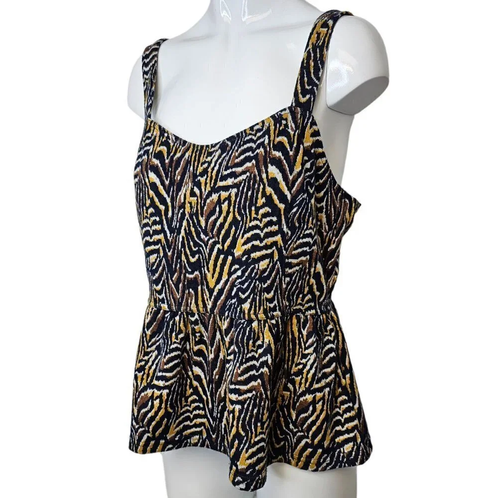 Anthropologie Womens Jamie Zebra Peplum Tank Size Medium - Picture 6 of 8